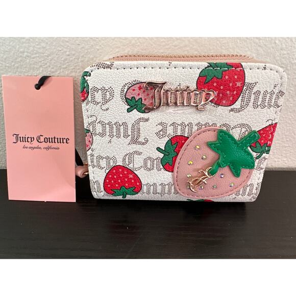 NWT Juicy Couture Strawberry Freshly Picked Wallet Pink Gold White - Picture 1 of 5